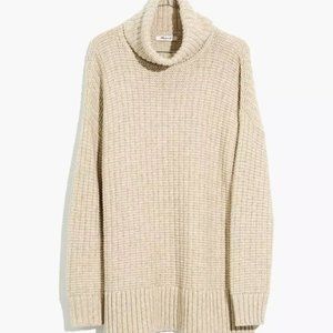 Ribbed Turtleneck Tunic Sweater
